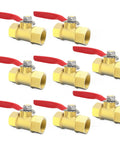 Brass Ball Valve One Quarter Inch NPT Female To One Quarter Inch NPT Female Air Compressor Line Shut Off Switch Pipe Fitting 8 Pack