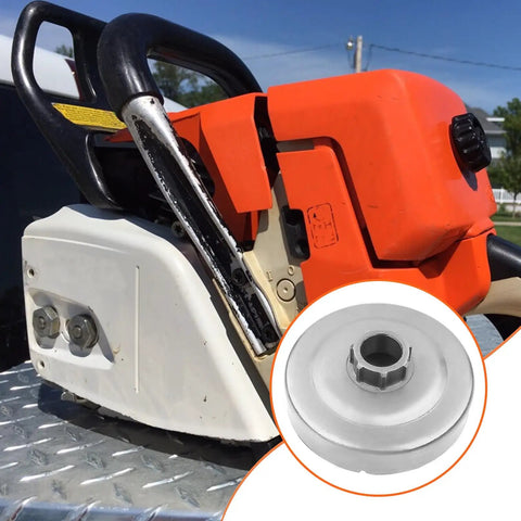 Chainsaw with inset image of Three Eighths Inch Clutch Drum Rim Sprocket Needle Bearing Kit for overview and compatibility visualization.
