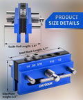 Heavy Duty 2.1 Inch Self Centering Dowel Jig Kit With Universal Capacity Doweling Jig And Drill Guide, product dimensions shown