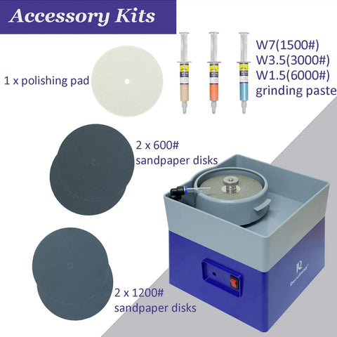 4 Inch Flat Grinding Machine For Glass And Gemstones With Shaping And Polishing Capabilities Jewelry Making Grinding Gear Kit Rock Mineral Polisher And Jewelry Crafting Equipment with accessory kit, purple