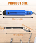 Flexible Pipe Deburring Tool With Swivel Blades And Anti Slip Handle, 125mm, blue handle, size dimensions shown.