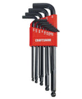 Ball End Hex Key Set 13 Piece With Labeled Carry Case, black oxide finish, multi angle grip, close fit prevents stripping