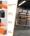 Beefy Two Pack Heavy Duty Lumber Storage Rack Wall Mount Shelves with Three Levels for Lumber Plywood and Long Tools Orange