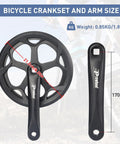 48T Steel Chainring Crankset with Double Chain Cover and 170mm Aluminum Arms for E-Bikes and Folding Bicycles