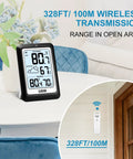 Indoor Outdoor Wireless Weather Station With Real Time Indoor And Outdoor Thermometer And Hygrometer, Battery Operated Temperature Humidity Monitor, Backlit Display on table and wall installation
