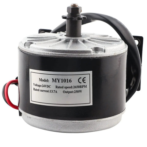 Upgrade My1016 Electric Scooter Motor With Belt Pulley 24V 250W Brushed DC Motor Aluminum Housing close-up view.