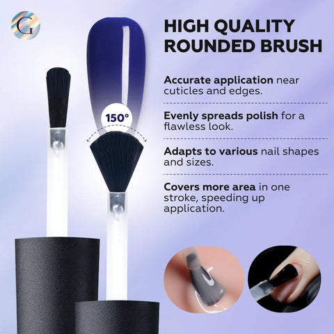 Dark Blue Gel Nail Polish 15ml Soak Off UV LED Varnish Navy Nail Lacquer with rounded brush for precise application
