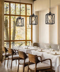 Sleek Black Square Pendant Light With Adjustable Cord Modern Nordic Ceiling Fixture For Kitchen Island above dining table setting.