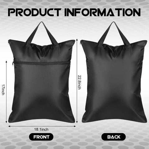 Two Pack Go-To Travel Laundry Bag With Large 18 By 23 Inch Wet Bag For Dirty Clothes And Swim Gear Towels Shoes And Gym Essentials Great For Weekender Trips Black, front and back view displayed.