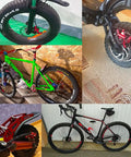 Collage of bikes with HB-100 Line Pulling Hydraulic Disc Brake Calipers For MTB And Road Bikes Front And Rear Kit in use
