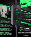 Go-To Portable Level 2 EV Charger With 40 Amp Output, 25ft Cable, NEMA 14-50 outlet in use with LED display and features.
