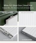 Detail shot of White PVC Ghost Door with top and panel features showcasing premium materials and sliding mechanism.