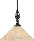 12-Inch Elegante Mini Pendant In Dark Granite Finish With Italian Ice Glass Shade, Contemporary Kitchen Island Lighting