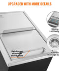 Drop-In Stainless Steel Ice Chest With Sliding Cover, 40.9 Qt Ice Bin For Outdoor Kitchen, 18 Inch L X 12 Inch W X 14.5 Inch H