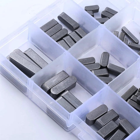 Round Ended Feather Key Set, 140 Pcs Parallel Drive Shaft Keys, Key Stock Assortment for Shaft Keyways, 3Mm 4Mm 5Mm 6Mm, High Carbon Steel, Durable, Corrosion Resistant, A Must Have for Mechanical Projects and Fasteners MUZHUPGUZ in a clear box