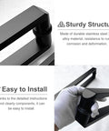 Stainless Steel Door Pull Sliding Handle Back-To-Back Mount For Glass Wood Metal Doors Black Finish Installed View