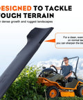 2 Pack 138971 High Lift Mower Blades 5 Point Star For Craftsman 42 Inch Riding Mower LT1000 LT2000 And Husqvarna 42 Inch Deck Lawn Tractor Models Replace 532138971 422719 showcasing a blade and mower in use on grass