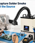 Solder Fume Extractor For PCB Soldering And Electronics Repair 105W Brushless Motor Delivers 155 CFM in action at a workstation