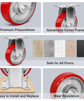 4 Inch Heavy Duty Caster Wheels With Slick Polyurethane On Steel Set Of Four for easy installation and wear resistance.