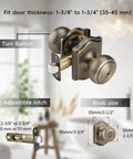 Old School Antique Brass Door Knobs With Camelot Trim, Privacy Interior Door Knob With Lock For Bath And Bedroom, Six Pack