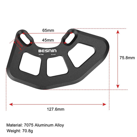 ISCG05 Bash Guard For 22T To 40T Chainrings, Aluminum 7075-T6 1X with dimensions and material details marked