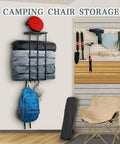 Heavy Duty Garage Wall Mount Storage Rack For Outdoor Gear And Camping Essentials with metal floating shelf and hooks