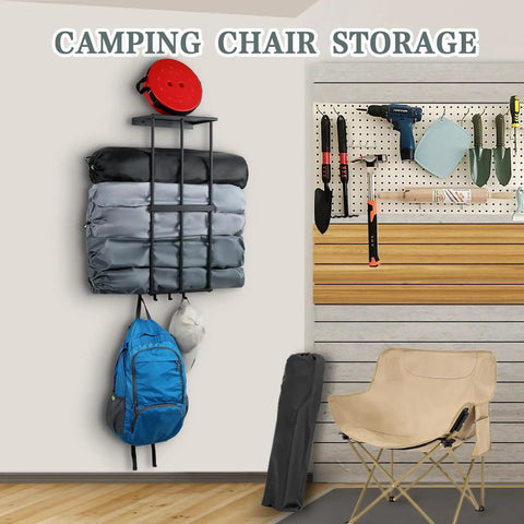 Heavy Duty Garage Wall Mount Storage Rack For Outdoor Gear And Camping Essentials with metal floating shelf and hooks