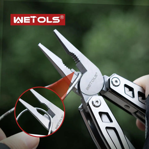 21 In 1 Stainless Steel Multitool With Pliers And Pocket Knife For Home, Camping, And Survival showing pliers cutting wire