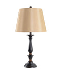 Gavin Lamp Set Duo In Golden Flecked Bronze With Gold Highlights, Traditional Candlestick Style Table Lamps, single lamp close-up