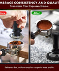 51mm Espresso Tamper Pro Grade Stainless Steel With Flat Base And Spring Loaded Mechanism Ergonomic Handle in use