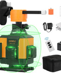 Green Laser Level With 16 Lines, Self Leveling Cross Line Tool, accessories including wall bracket and remote controller