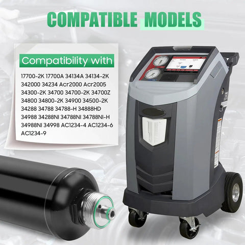 AC Recycling Filter Drier Spin On Filter Replacement For 34724 And Compatible With Refrigerant Recovery Machines OEM Style Element next to recovery machine
