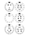 Six Burner Stove Dial Sticker Set For Knobs And Controls, Heat Resistant Self Adhesive Clear Vinyl Labels With Black Print On Clear