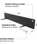 Dimensions of 2 Pack Golf Bag Wall Mount Rack For Garage Heavy Duty Golf Storage Organizer with steel hooks and simple installation.