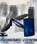 Level Up Your Workspace With This Height Adjustable Counterbalance Desk Mount For Tablets And 15 6 Inch Two In One Laptops Slick Spring Loaded Arm Rock Solid Grip Smooth Glide Finish Black with ergonomic adjustments.