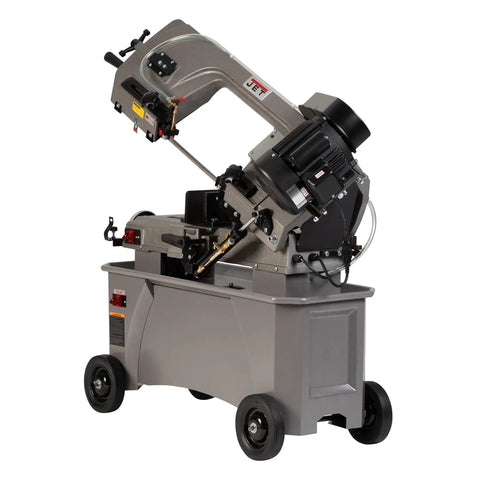 Rugged 7 By 12 Inch Metal Band Saw With Horizontal And Vertical Cutting, 3/4 HP, 115/230V Single Phase, 45 Degree Miter Vise, Adjustable Ball Bearing Guides, 9x12 Worktable, Cast Iron Wheels, Coolant Pump