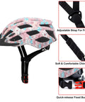 Adjustable Bike Helmet For Men And Women Lightweight Road And Mountain Cycling Safety Gear With Detachable Visor And Pink Flower Accent
