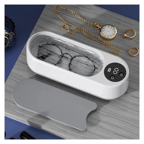 Totally Slick Portable Ultrasonic Cleaner For Sparkling Jewelry And Flawless Eyeglasses Hella Efficient Rechargeable Cleaning Pod with glasses and accessories