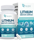 Bottled 7 In 1 Brain Boost Stack With Magnesium Glycinate And Lithium Orotate 10 Mg Ashwagandha NAC And Omega 3 For Mood Boost Focus Memory Support Non GMO Vegan Capsules next to packaging.