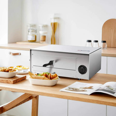 Stainless Steel Countertop Pizza Oven With Auto Shut Off, 12 Inch Capacity, 360 Degree Heating, Up Down Balance Heating