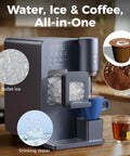 3-In-1 Water Dispenser With Ice Maker And Coffee Brewer For Home Or Office, Countertop Unit on kitchen counter with bullet ice