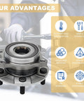 Pair Of Front Wheel Hub And Bearing Assemblies 513258 For Rav4 2006 To 2018 Mirai 2016 To 2020 And Scion tC 2011 To 2016 Drop In Ready Direct Replacement OEM Quality 2 Pack - front view with advantages listed.