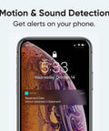 Smartphone displaying motion detection alert for Color Night Vision Security Camera With Full Color Night Footage In Darkness Up To 25x Darker Than Ordinary Cameras Works With Android 7.0 And iOS 14.0 Phones Easy Setup Crisp Night Recordings.
