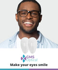 Push In Silicone Nose Pads For Glasses And Sunnies Non Slip Comfort Grips 17mm Teardrop Size With 8.2mm Wide Width Clear Eyewear Accessories For All Frames 10 Pairs shown with smiling man wearing glasses