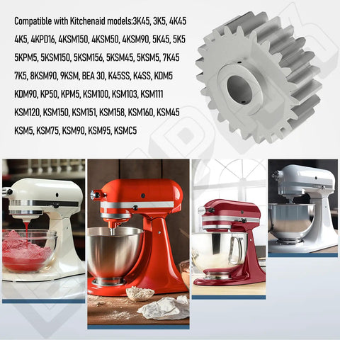 Stand Mixer Worm Gear Replacement Kit For Your Go To 3K Series Models Fits 3K45SS 3K5SS 3KSM150PSTBW0 3KSM150PSTCB0 Includes Gears And Accessories Replaces 4161531 4162897 4169830 Durable Aluminum Gear Easy Install, silver worm gear kit with compatible stand mixers