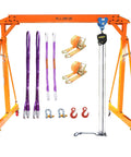 Adjustable Gantry Crane With Trolley And Hoist Heavy Duty 2000 Lbs Capacity Height Range 7.65 To 10.91 Ft 8.5 Ft Wide Shop Garage Crane With Rigging Kit Portable Steel Gantry For Home Workshop And DIY Projects