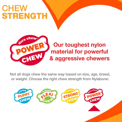 Power Chew Original Bone Dog Toys For Aggressive Chewers Durable Chicken And Bacon Flavor 2 Pack nylon chew strength graphic
