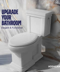 Top Tier White Plastic Elongated Toilet Seat Featuring Quick Release Hinges And Gentle Slow Close Design For No Fuss Setup On Standard Oval Bowls on a white toilet.