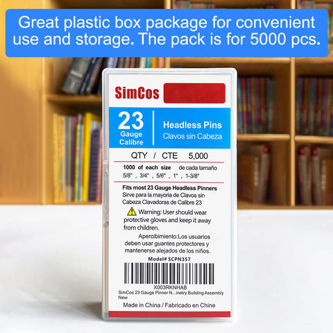 23 Gauge Pinner Nails Assorted Five Sizes Pack 5/8 In 3/4 In 5/6 In 1 In 1 3/8 In Headless Pins For Pneumatic Or Electric Pin Guns Project Pack 5000 Pcs Q235 Steel Rust Resistant packaging