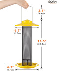 Outdoor Finch Feeder For Nyjer Seed Tube With Metal Mesh 13 Inch Length Weatherproof Roof And Tray 2 Lb Capacity Hanging Bird Feeder For Backyards Yellow